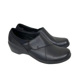 Clarks Grasp High Black Leather Slip Resistant Work Clogs Womens size 11